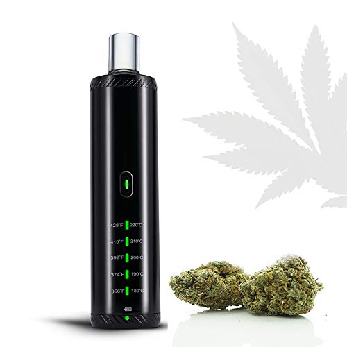 Vaporizador vaporizador pluma vaporizador hierbas 1600mAh batería, flujo de aire aislado, con boquilla de vidrio y control de temperatura ajustable con precisión sin nicotina (Negro)