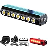 2025 New Super Bright Bike Lights for Night Riding, 7 LED USB Rechargeable Bike Headlight, Bicycle Light Taillight, Waterproof Aluminum Bicycle Headlight for Adult Kid Mountain Road Commuter Cycling