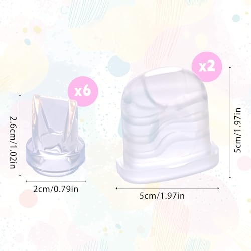 lasuroa 2szt Membrany Silikonowe i 6szt Zaworów Typu Duckbill do Laktatora Eufy, Części Zamienne do Laktatorów Eufy E10/S1/S1 Pro, Lansinoh Discreet Duo, NCVI, NICEGREEN Laktator Przenośny