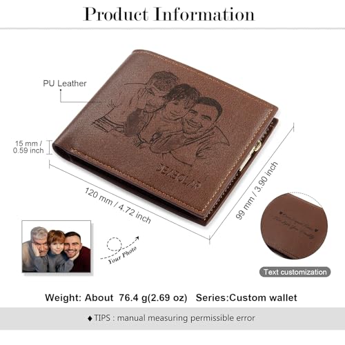 Lovejewelry Customized Wallets for Men Engraved Leather Photo Wallet for Dad Son (style 8) Medium Men Wallet2