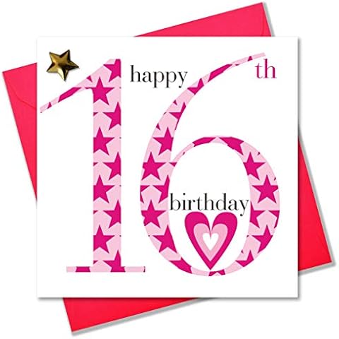 Claire Giles Ages Age 16 Girl Birthday Card, Pink, 150mm x 150mm Cover