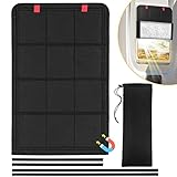 funomo RV Door Window Shade, Foldable Magnet RV Blackout Window Cover, UV Rays Protection Camper Trailer Window Cover, Waterproof Thickened Oxford and Silver Fabric with Storage Bag (Black Silver)