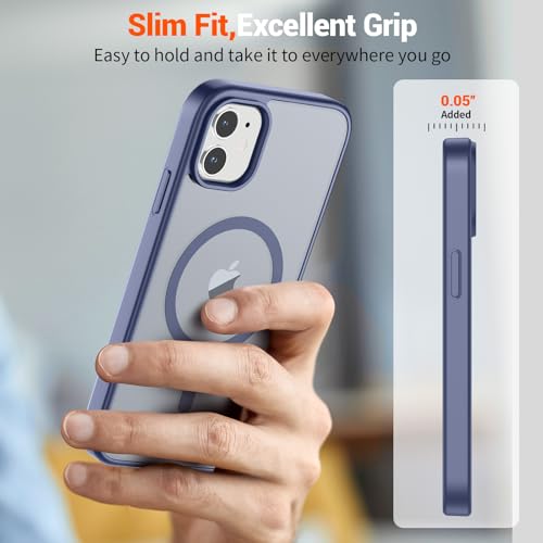 Image of SUPFINE Magnetic for iPhone 12 Mini Case & iPhone 13 Mini Case (Compatible with MagSafe) (Military Grade Drop Protection) Slim Translucent Matte Shockproof Phone Cover,Lavender Gray