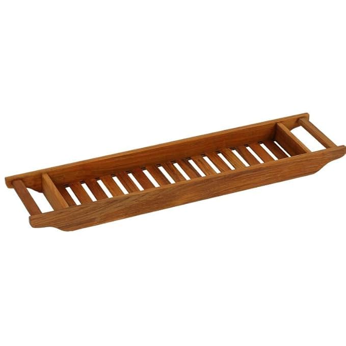 Runam Woods Solid Wood Bathtub Caddy Tray | Expandable Bath Tub Organizer | Wooden Bath Shelf with Candle, Phone & Soap Holder | Bathroom Spa Accessory | Brown
