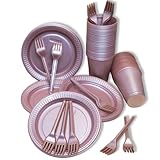 Kit Descartáveis Perolados Festa 50 Pessoas - Rose Gold