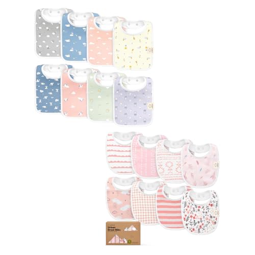 KeaBabies 8-Pack Baby Drool Bibs for Boy, Girl and 8-Pack Baby Bibs - Soft Cotton for Drooling & Teething Infant, Toddler, Teething Drool Catcher, Super Absorbent & Soft