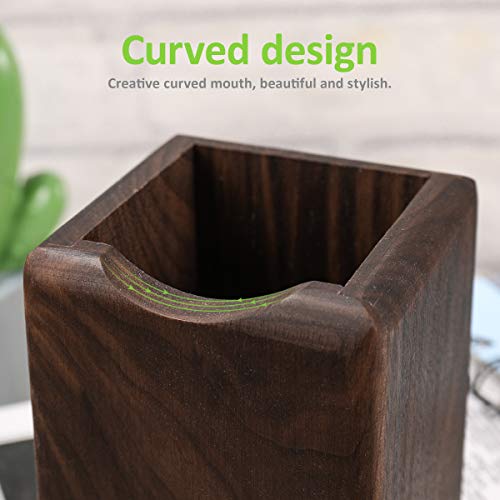 Toyvian Wooden Pen Box Multiple-Use Desk Organizer Eco Natural Wood Storage Box (Black Walnut) #TOP1