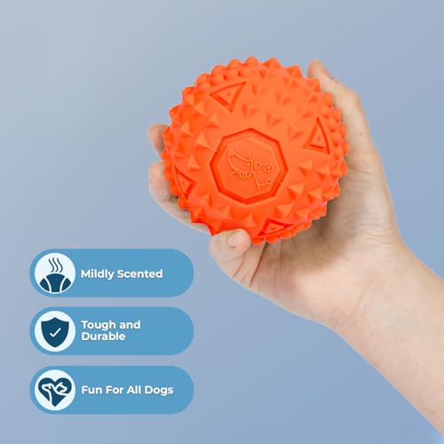 Image of Best Pet Supplies Interactive Squeaky Dog Chew Toy, Ideal Dog Toys for Chewers, Small, Medium & Large Dogs, and Fetch Lovers - Spiky Ball (Blue, Orange), Large 3.5 inch