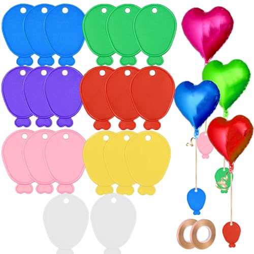 20 Pack Balloon Weights and Ribbons, Colorful Balloons Weights for Helium Balloons, Plastic Balloon Pendants, Wedding Birthday Party Supplies Celebration Decoration (Ballon)