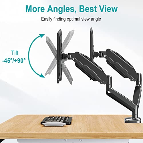 Mount Pro Dual Monitor Mount Fits 13 To 32 Inch Computer Screen, Each Monitor Arm Holds Up To 17.6Lbs, Adjustable Full Motion Gas Spring Monitor Desk Stands For 2 Monitors, Vesa Monitor Mount 100X100 #TOP3