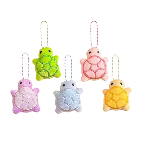 LJJINGXS Cute Turtle Plush Keychain Gift, For Animal Lovers Handbags Purses Backpacks Car Keys Birthday Gift, 5 Pack