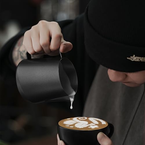 Image of MHW-3BOMBER Milk Frothing Pitcher - 20oz /600ml Milk Frother Cup with U-Shaped Spout - SUS 304 Steaming Pitcher - Cappuccino Latte Art Cup for Barista - Quadrilateral Body - P5184-OS (Pack of 2)