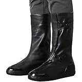 iCreek Waterproof Shoe Cover Galoshes Overshoes Men and Women Motorcycle Boot Rain Covers Easy Cleaning Heavy Duty Over Rubber Work Rubber Overshoe, Black，L