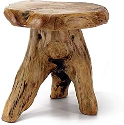WELLAND Tree Stump Stool Live Edge, Natural Edge Side Table, Plant Stand, Nightstand, Mushroom Stool 14" Tall