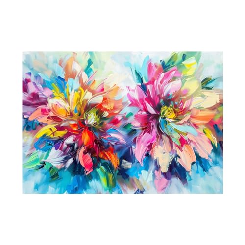 Décoration murale moderne pour grand mur vide avec impression sur toile fleurs abstraites