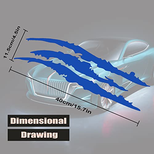 2Pcs Claw Marks Decal Reflective Sticker For Car Headlamp, Sports Car Decals Headlights Bumper Stickers Waterproof Decals-Blue #TOP1