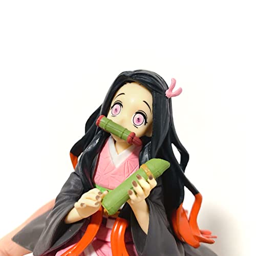 Nezuko Figure Anime Devil Slayer Eating Rice Balls Sitting Pose Character Ghost Slayer Action Figures Toy Desk Decoration Birthday Gift For Kids #TOP5