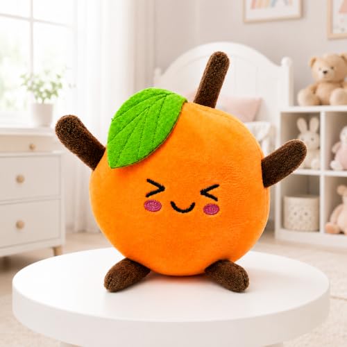 Image of Babique Orange Plush Soft Toy for Kids & Babies | Ultra-Soft Stuffed Fruit Soft Toy | Orange | 16 cm