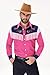 Muztagata Men's Western Cowboy Fringe Shirts Long Sleeve with Embroidered Rose Button Down Hippie Shirt-Large