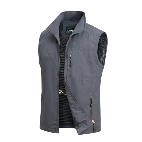 Chaqueta chaleco de pesca multibolsillos transpirable para deportes de hombre
