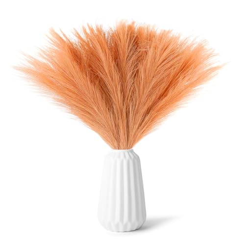 30 Pièces Pampas Sechees Decoration 55cm Pampa Artificielle Grandes Herbes Fleurs Sechees Naturelles Herbe de La Pampa Séchées, pour Boho Arrangements, Mariage, Anniversaire (Orange)