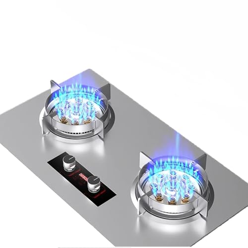 Cuisinière À Gaz 2 Feux 8,5 KW, Cuisinière De Table En Acier Inoxydable, Minuterie Intelligente Et Indépendante, Support De Cuisinière Coupe-vent, Cuisinière De Camping(LPG)