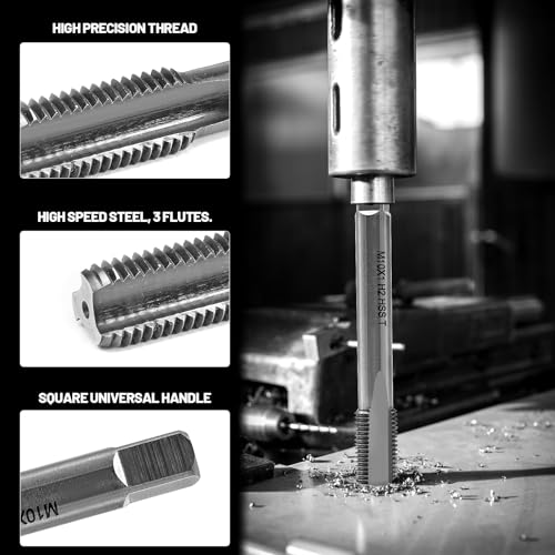TETEWEVER M10 X 1 Metrisch Gewindeschneider, HSS Gewindebohrer Schneideisen M10 Feingewinde Außengewindeschneider Gerade Geriffelt Gewindeschneider