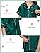 EPLAZA Kids Satin Pajamas Sets Girls Boys Button-Down Silky Pajamas Sleepwear with Hairband Eye Mask Hair Tie (Dark green-short, 130)