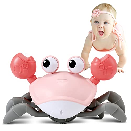 Image of control future Baby Girl Toys Tummy Time: Pink Crawling Crab Babies Montessori Toy Learning 36 Months 3 Year Old Birthday Infant Girls Valentines Day Gifts Stuff 0 1 2 Essentials