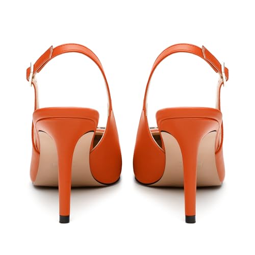 NUMALEO Slingback Heels for Women Pointed Closed Toe High Heel Stiletto Pumps Slip on Backless Metal Heeled Sandals Fashion Wedding Party Dress Shoes 3.5 Inch4