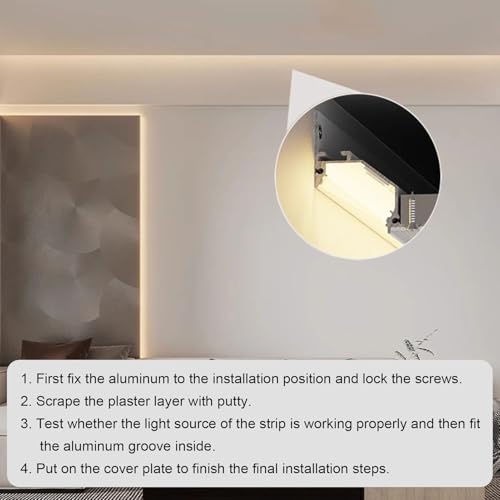 Profilé finition plafond en aluminium robuste pour bande LED de corniche