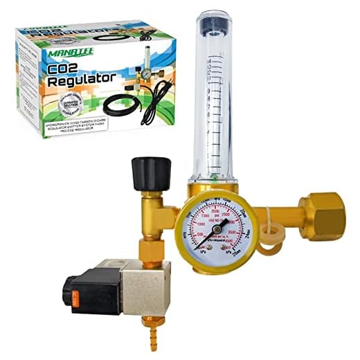 MANATEE CO2 Regulator Emitter System with Solenoid Valve Flowmeter for Grow Room Grow Tent Garden - 0-4000 PSI Gauge - Hydroponics CO2 Monitor, Sensor & Pressure Monitor Accurate & Easy to Adjust