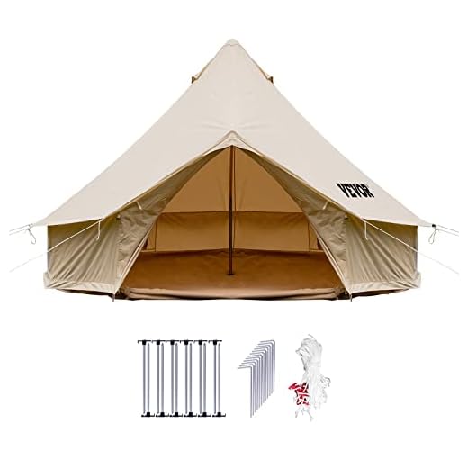 Happybuy Bell tienda de campaña de lona para 10 – 12 personas, tienda de campaña de yurta para 4 estaciones, para camping, familia, al aire libre, caza (9.84 pies/13.1 pies/16.4 pies/19.7 pies)