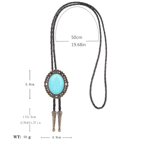 Image of Jeilwiy Bolo Tie for Men Real Stone Westwern Cowboy Ties Silver Bolos Women Leather Necktie Gift for Birthday Christmas