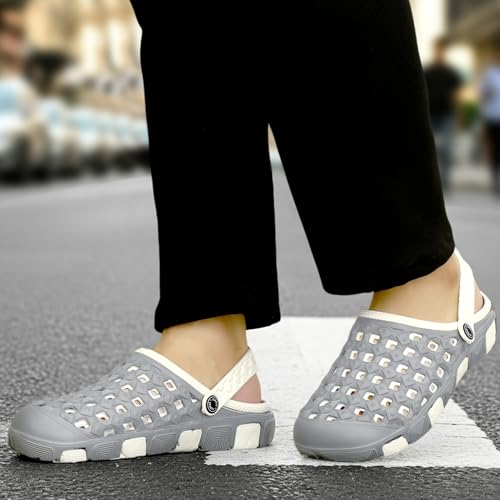 Image of Inklenzo Men's Sandals Clogs Mules for Men & Boys - Cream Comfortable, Extra Soft, Lightweight, Non-Slip, Waterproof, Adjustable Back Strap, Stylish, Classic, Casual, Everyday Mules