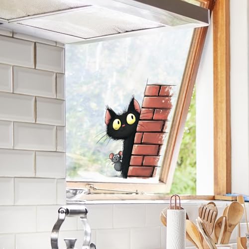 Vinilo decorativo Achang gato negro y ratón para pared miniatura 6