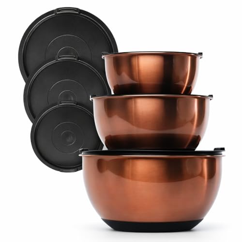 Samma Copper Mixing Bowls Set with Lids - Stainless Steel