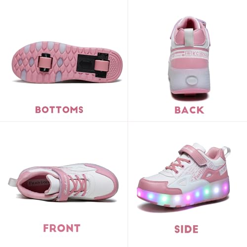 Image of HHSTS Kids Shoes - New Upgraded with Wheels LED Light Color Shoes Shiny Roller Skates Skate Shoes Simple Kids Gifts Boys Girls The Best Gift for Party Birthday Christmas Day