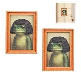 JINJUMEI 2PCS Funny Frog Magnet, Frog Magnets for Fridge, Cute Retro Mini Framed Art Magnet, Vintage Style Oil Painting Art Magnet, Cute Bob Haircut Toad Decor for Fridge, Locker, Dishwasher