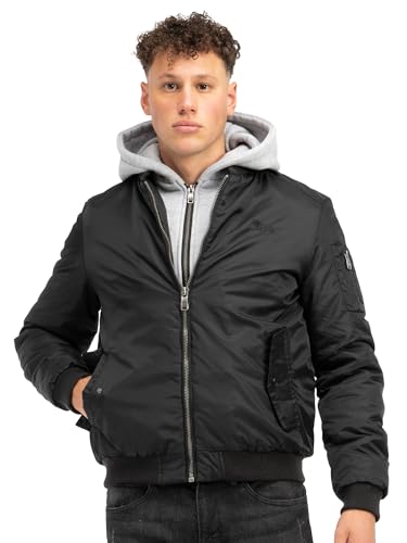 Lonsdale London men's jacket, bomber jacket, Clifton hoody - Black - Large