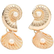 Seashell Earrings Starfish Exaggerated Beach Wind Statement Dangle Beachy Earrings Jewelry