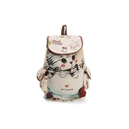 Himora basic multipurpose backpacks Mochila de lona con estampado de gatos para adolescentes