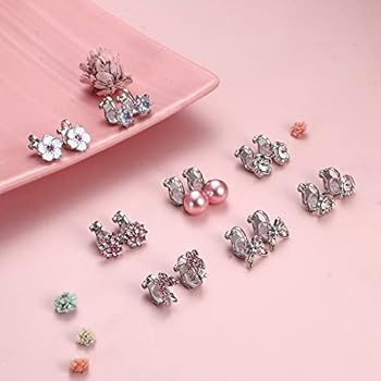 Lot De 8 Paires De Boucles D'oreilles à Clip Pour Fille - Sans Piercing, Hypoallergéniques, Motifs Mignons