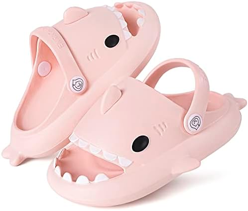 KVbabby Cloud Shark Slides for Kids Toddlers Girls Boys Novelty Open Toe Sandals Cute Shower Pillow Slippers with Thick Sole for Outdoor Indoor Pink 12-13 Little Kid