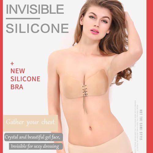 BWOOOWE Soutiengorge Adhésif Aile Papillon Invisible Dos Nu Soutiengorge Push Up Autoadhésif pour Femmes Maintien Discret Effet Galbant pour Robes Décolletées (C) – vue 4
