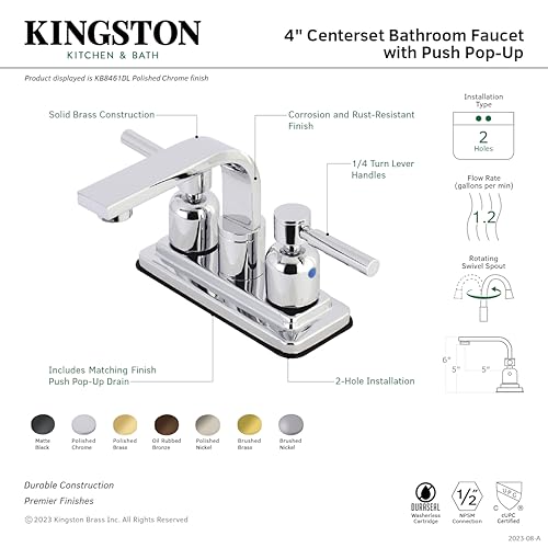 Robinet centerset Kingston Brass KB8462DL à double commande fluide