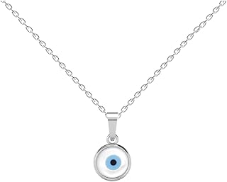 Clara 925 Sterling Silver Evil Eye Pendant Necklace for Men & Women | With or Without Chain | Platinum Plated Price In India