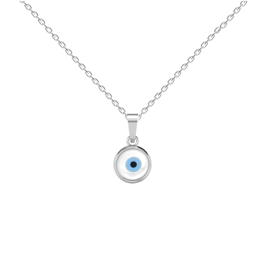 Clara 925 Sterling Silver Evil Eye Pendant Necklace for Men & Women | With or Without Chain | Platinum Plated Clara 925 Sterling Silver Evil Eye Pendant Necklace for Men & Women | With or Without Chain | Platinum Plated