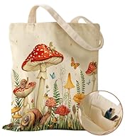 METERIAL - This aesthetic tote bag is made of 70% cotton and 30% polyester. SIZE - This daily casual bag is 38cm x 35cm, with two sturdy shoulder straps. The cute pocket attached is 6cm x 5.5cm. MULTI PURPOSE - The tote bag has large capacity for boo...