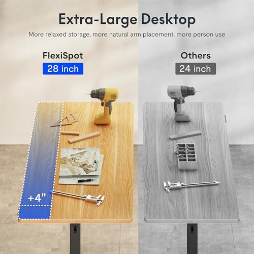 FLEXISPOT Electric Adjustable Workbench, 55x28 Inches Ergonomic Worktable with Drawer and Wheels for Garage, Workshop and Office, Spacious Desktop for Woodworking and Crafts, Maple, 4 Packages - image 4